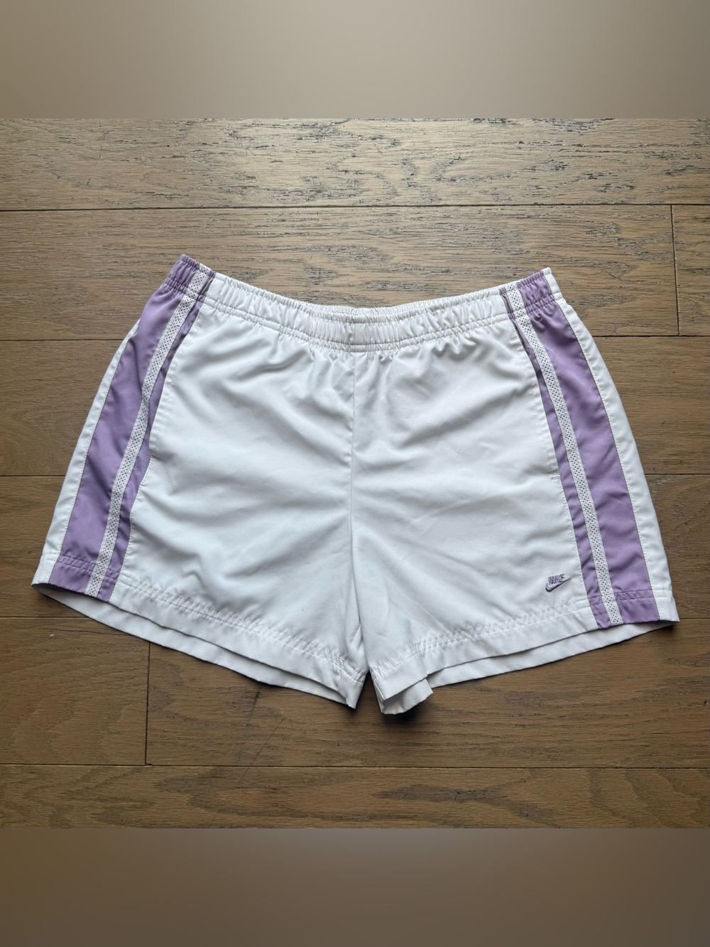 Nike White and Purple Athletic Shorts